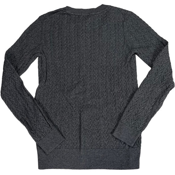 Tommy Hilfiger size small dark grey textured sweater scoop neck & chest logo EUC - Picture 4 of 11